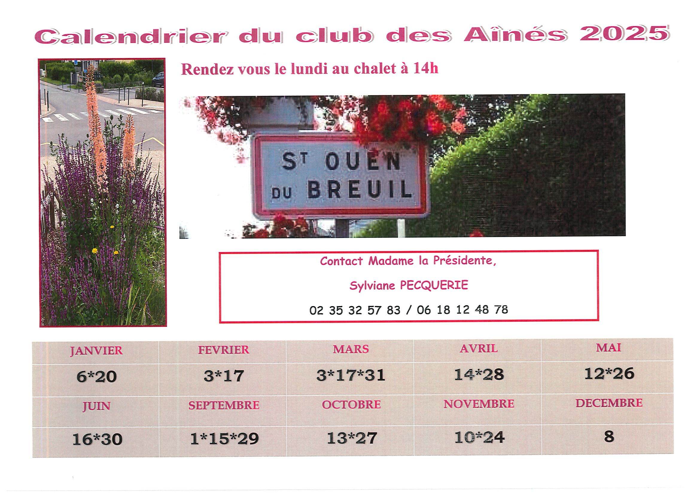 CALENDRIER 2025 CLUB
