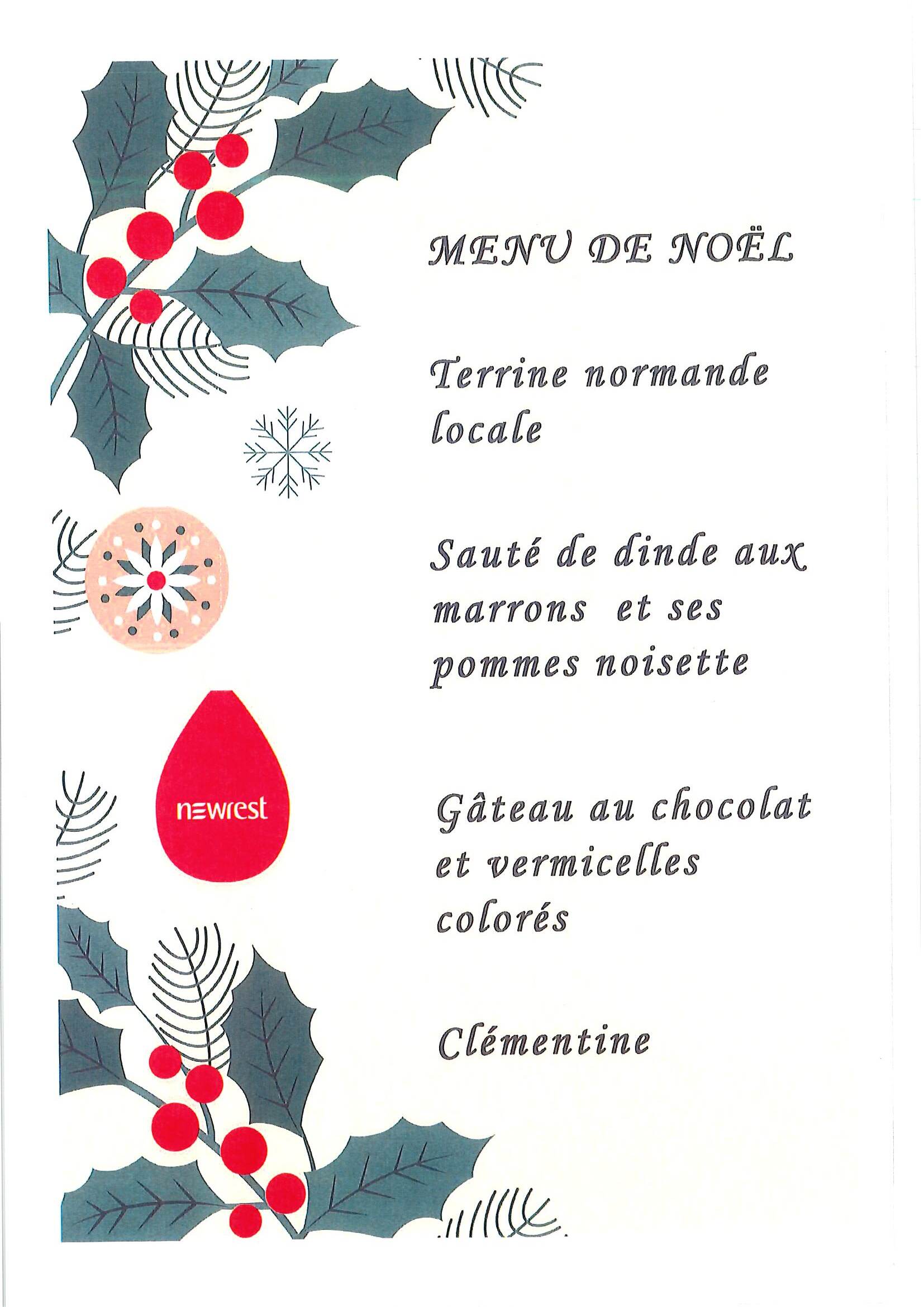 Menu de Noêl 2025